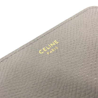 CELINE Folded wallet 10L203BEL.10BL leather gray Compact wallet Small Zip Wallet Essential Women Used