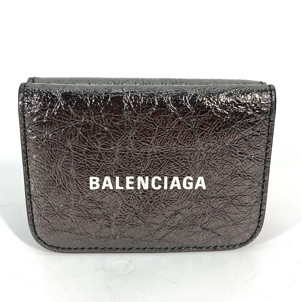 BALENCIAGA Trifold wallet 593813 leather Gunmetal type logo Women