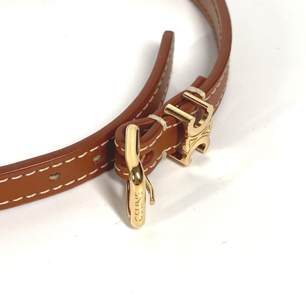 CELINE bracelet 460SF3BCF leather Brown Triomphe Les Cuirs Double Bracelet Women C1 Used