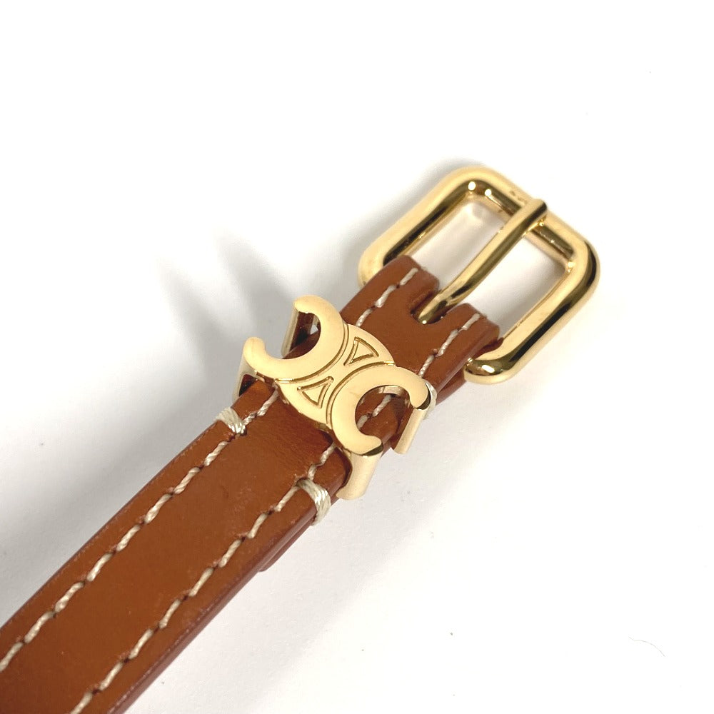 CELINE bracelet 460SF3BCF leather Brown Triomphe Les Cuirs Double Bracelet Women C1 Used