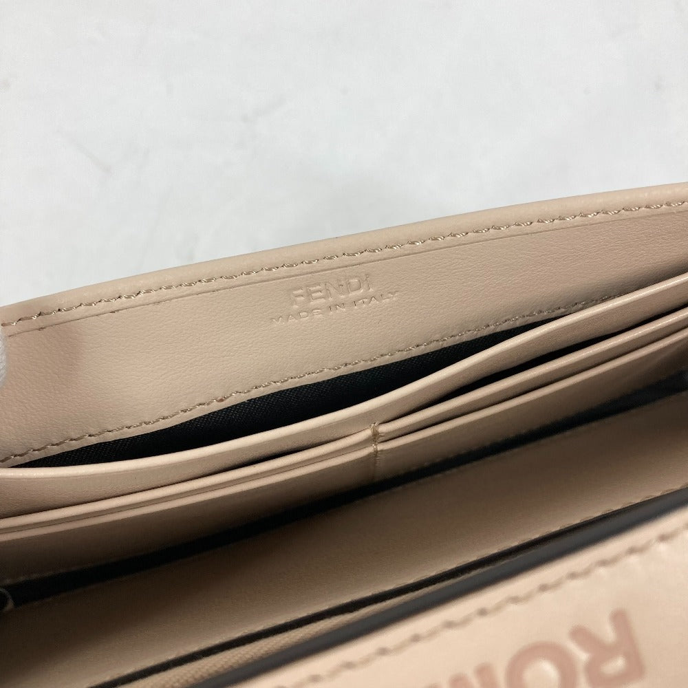 FENDI Long Wallet Purse 8M0251 leather beige Long wallet logo Women