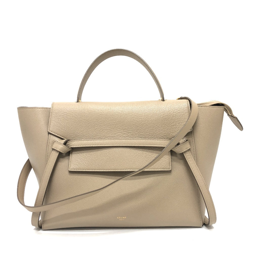 CELINE Handbag leather beige Shoulder Belt bag small Women Used