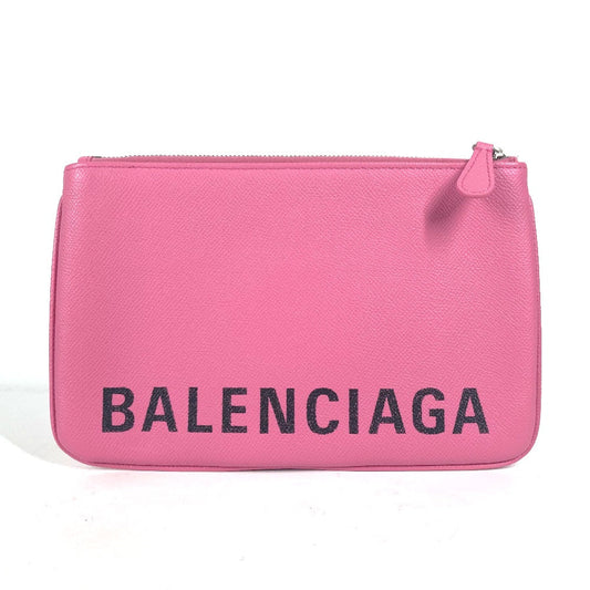 BALENCIAGA Clutch bag 545773 leather pink logo VILLE Women
