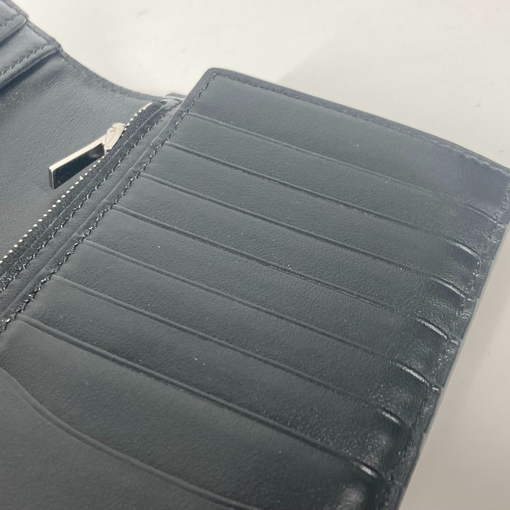 CELINE Long Wallet Purse leather black with coin compartment Bar Tikal Wallet mens Used