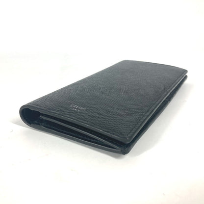 CELINE Long Wallet Purse leather black with coin compartment Bar Tikal Wallet mens Used