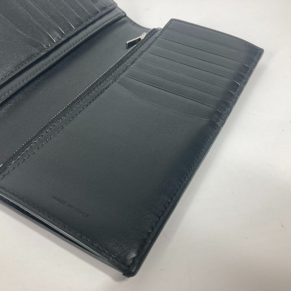 CELINE Long Wallet Purse leather black with coin compartment Bar Tikal Wallet mens Used