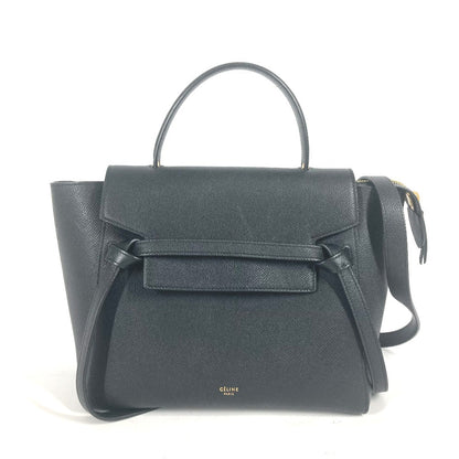 CELINE Handbag leather black Micro Tote Bag Belt bag Women Used