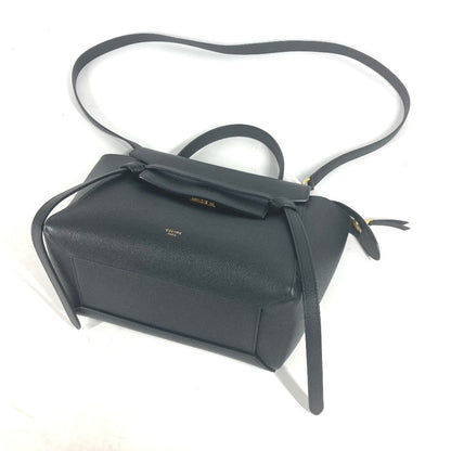 CELINE Handbag leather black Micro Tote Bag Belt bag Women Used