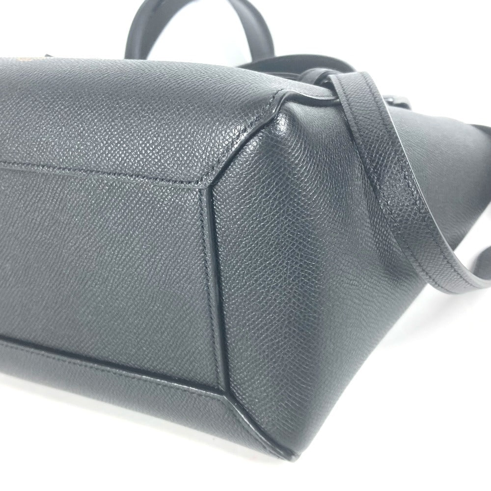 CELINE Handbag leather black Micro Tote Bag Belt bag Women Used