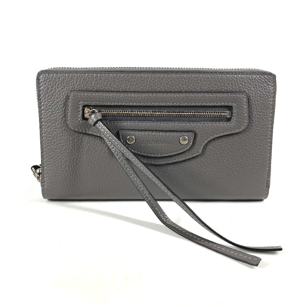 BALENCIAGA Long Wallet Purse 640115 leather gray Long wallet Neo classic Women