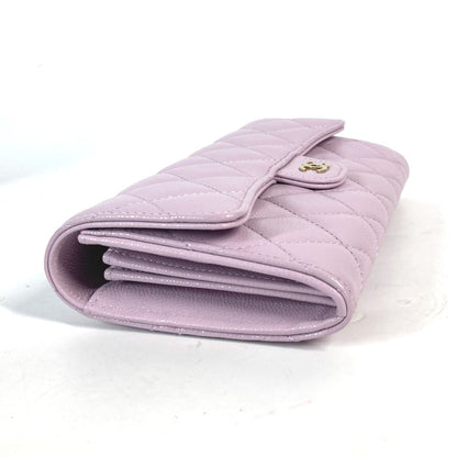 CHANEL Long Wallet Purse AP0241 Caviar skin Light purple CC COCO Mark Classic Quilted Matelasse Women Used