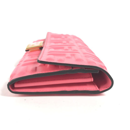 FENDI Long Wallet Purse 8M0251 leather pink Zucca Baguette Continental Women
