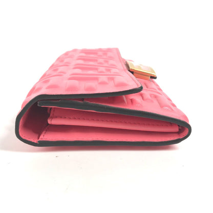 FENDI Long Wallet Purse 8M0251 leather pink Zucca Baguette Continental Women