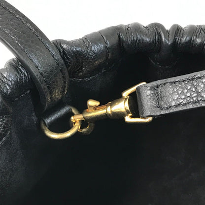CELINE Handbag leather black Triomphe Small Hippo Drawstring Cuir Women Used