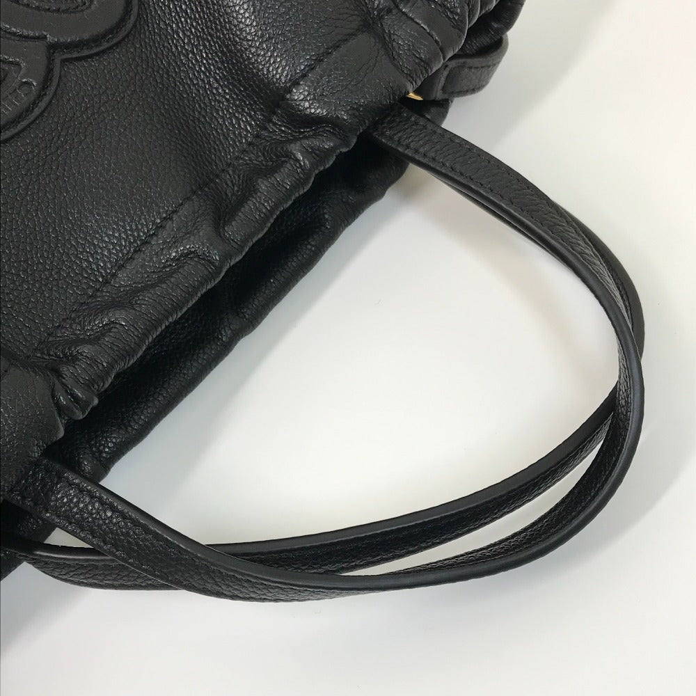 CELINE Handbag leather black Triomphe Small Hippo Drawstring Cuir Women Used