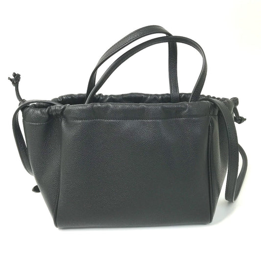 CELINE Handbag leather black Triomphe Small Hippo Drawstring Cuir Women Used