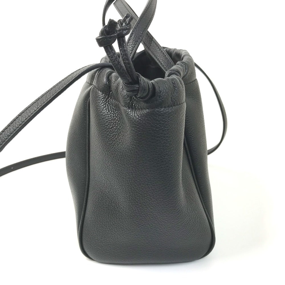 CELINE Handbag leather black Triomphe Small Hippo Drawstring Cuir Women Used