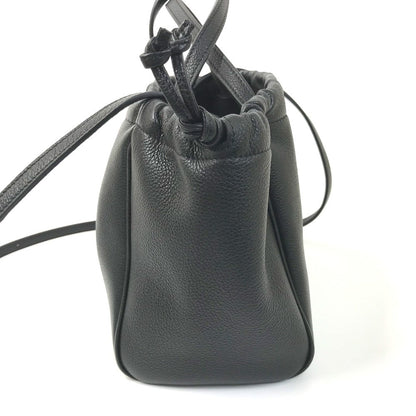 CELINE Handbag leather black Triomphe Small Hippo Drawstring Cuir Women Used