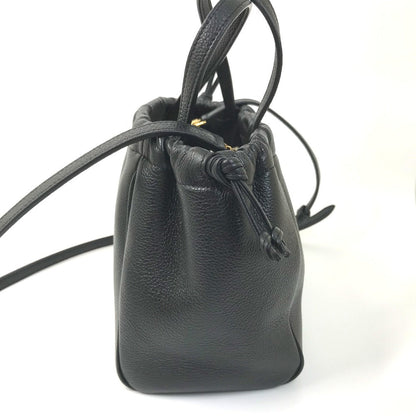CELINE Handbag leather black Triomphe Small Hippo Drawstring Cuir Women Used