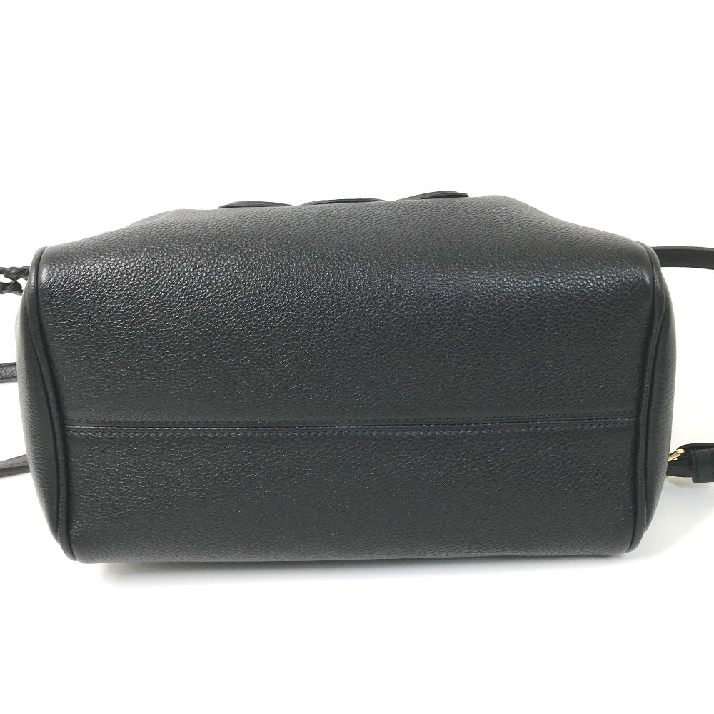 CELINE Handbag leather black Triomphe Small Hippo Drawstring Cuir Women Used