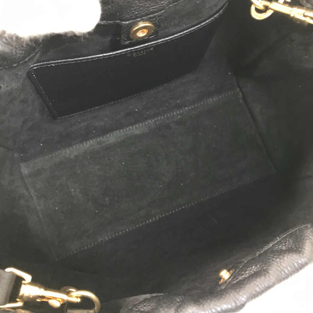 CELINE Handbag leather black Triomphe Small Hippo Drawstring Cuir Women Used