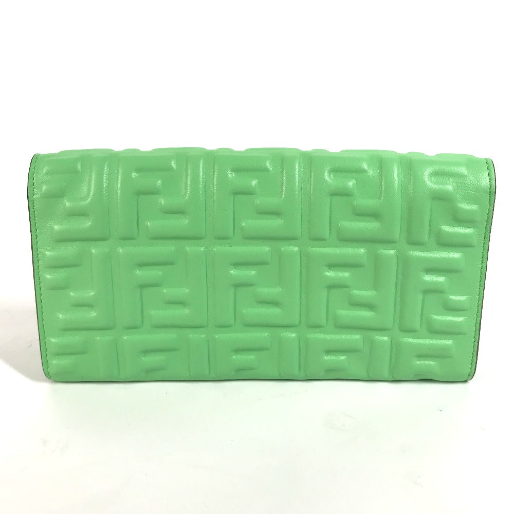 FENDI Long Wallet Purse 8M0251 leather green Baguette Continental Wallet Women