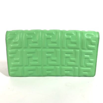 FENDI Long Wallet Purse 8M0251 leather green Baguette Continental Wallet Women