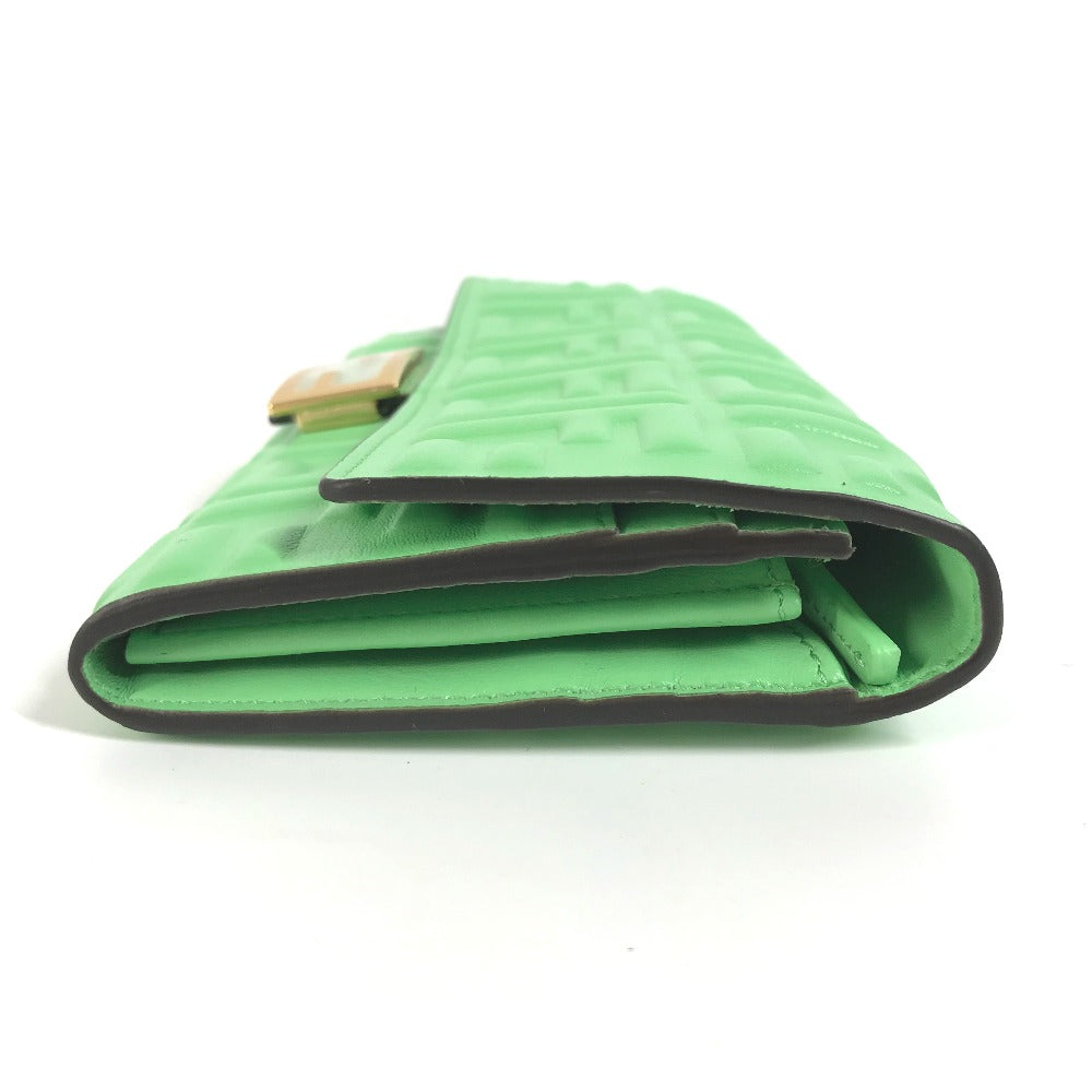 FENDI Long Wallet Purse 8M0251 leather green Baguette Continental Wallet Women