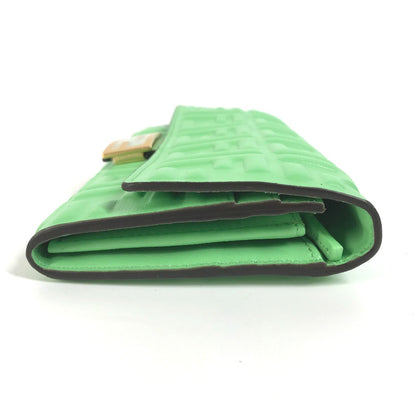 FENDI Long Wallet Purse 8M0251 leather green Baguette Continental Wallet Women