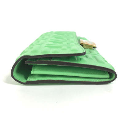 FENDI Long Wallet Purse 8M0251 leather green Baguette Continental Wallet Women