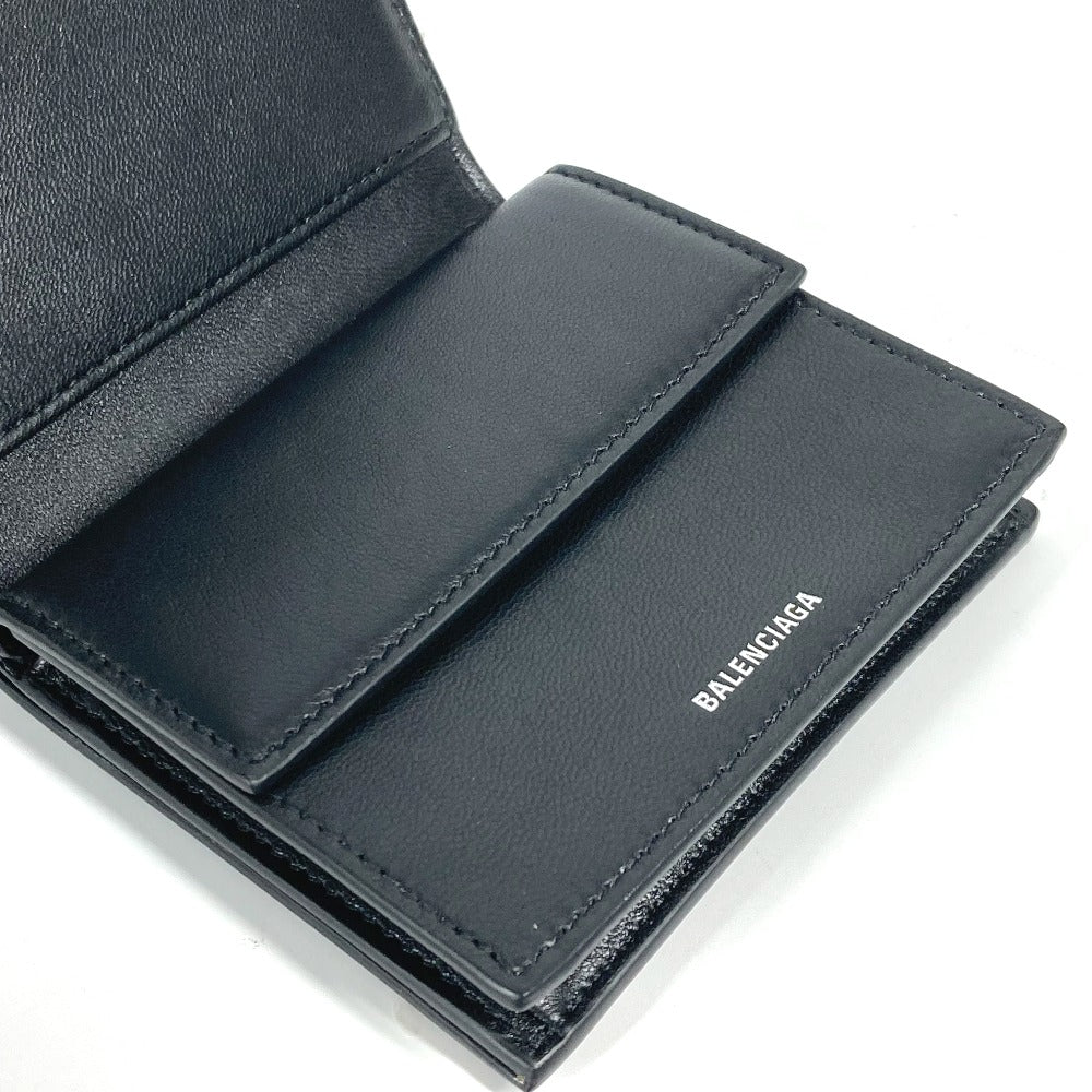 BALENCIAGA Trifold wallet 637450 leather Black x white logo star PAPIER FLAP Women