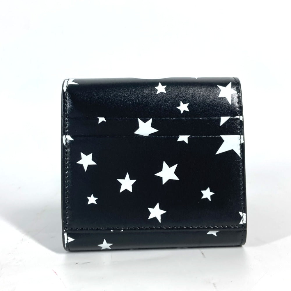 BALENCIAGA Trifold wallet 637450 leather Black x white logo star PAPIER FLAP Women