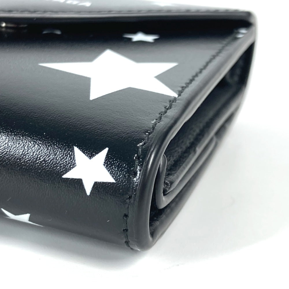 BALENCIAGA Trifold wallet 637450 leather Black x white logo star PAPIER FLAP Women