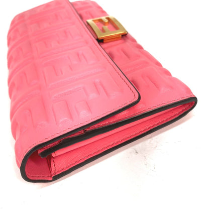 FENDI Long Wallet Purse 8M0251 leather pink Zucca Baguette Continental Women