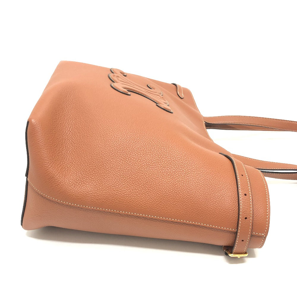 CELINE Tote Bag leather Brown Small Hippo Anais Cuir Triomphe Women Used