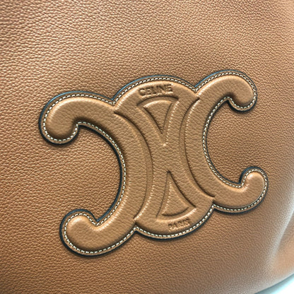 CELINE Tote Bag leather Brown Small Hippo Anais Cuir Triomphe Women Used