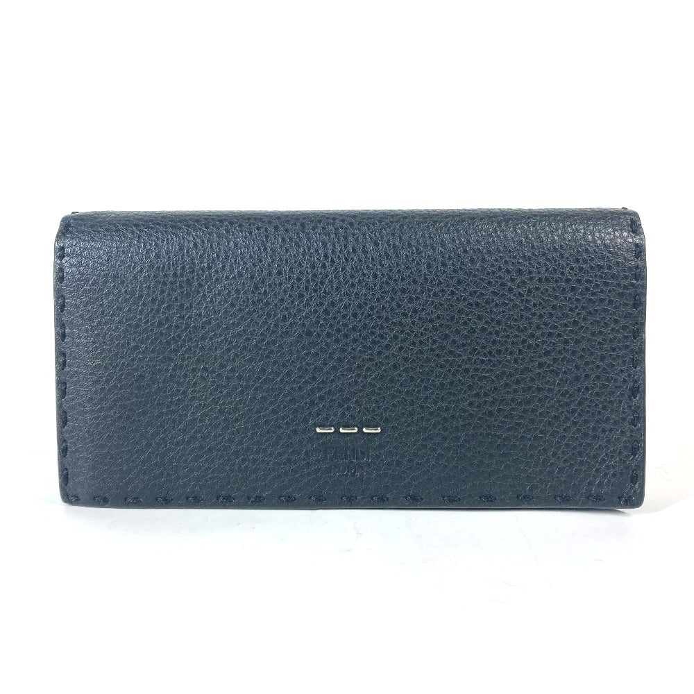 FENDI Long Wallet Purse 7M0186 leather black stitch Celeria unisex(Unisex)