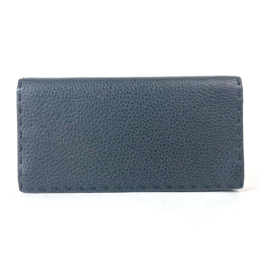 FENDI Long Wallet Purse 7M0186 leather black stitch Celeria unisex(Unisex)