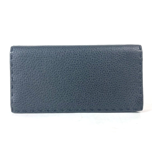 FENDI Long Wallet Purse 7M0186 leather black stitch Celeria unisex(Unisex)