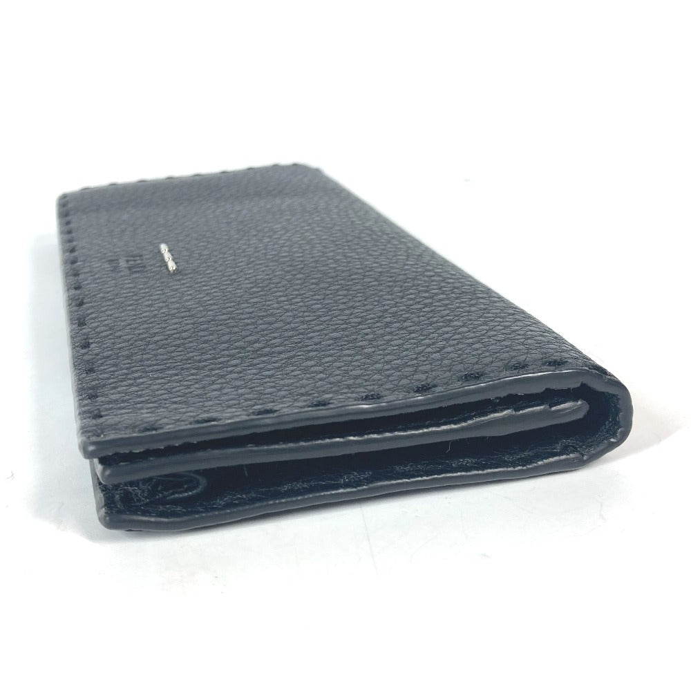 FENDI Long Wallet Purse 7M0186 leather black stitch Celeria unisex(Unisex)