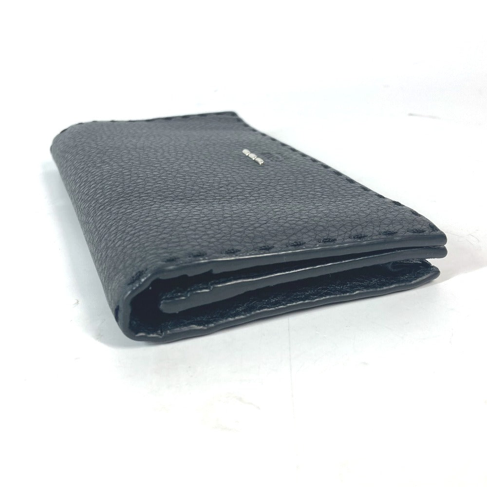 FENDI Long Wallet Purse 7M0186 leather black stitch Celeria unisex(Unisex)