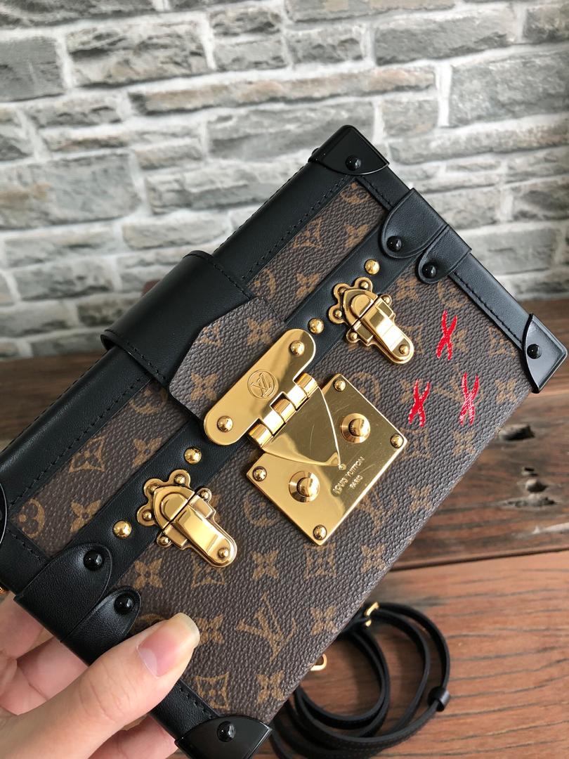 Louis-Vuitton Petite Malle Monogram Leather Bag with Strap