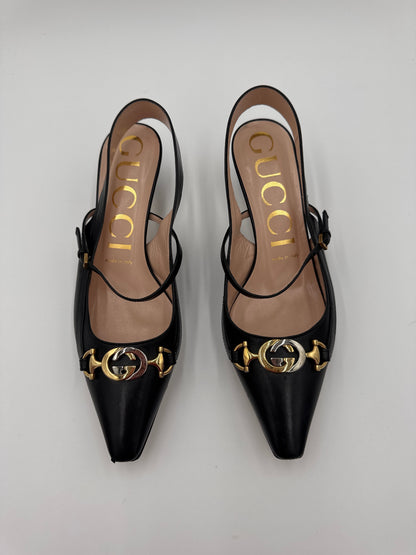 Shoes Luxury Designer By Gucci In Black, Size:8.5