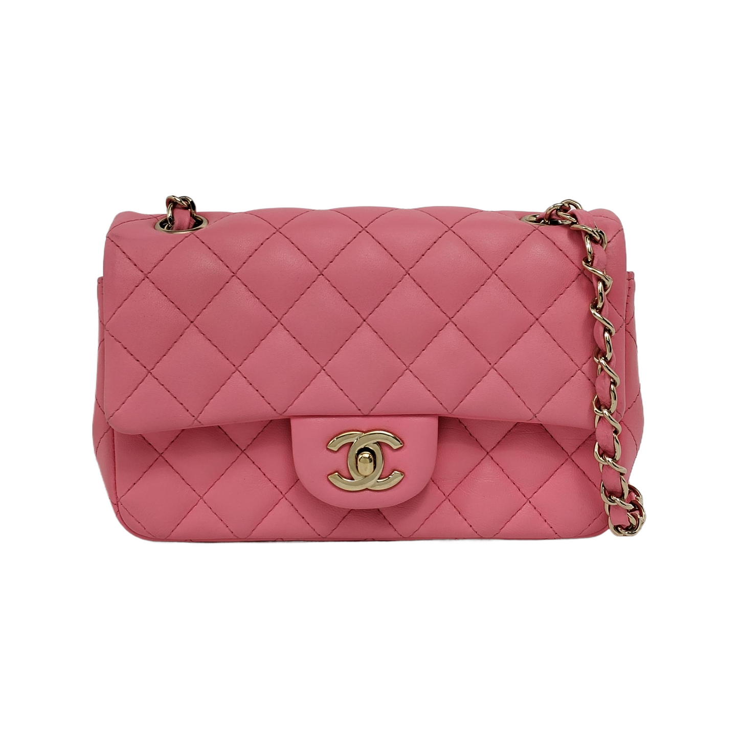 Chanel Classic Flap Rectangular Mini Pink Lambskin Gold Hardware