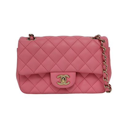 Chanel Classic Flap Rectangular Mini Pink Lambskin Gold Hardware