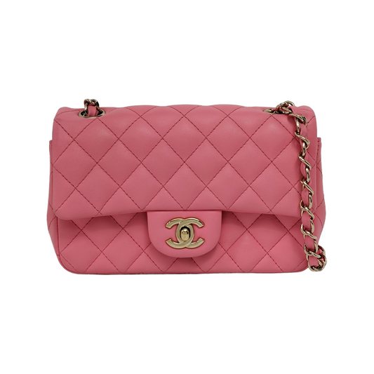 Chanel Classic Flap Rectangular Mini Pink Lambskin Gold Hardware
