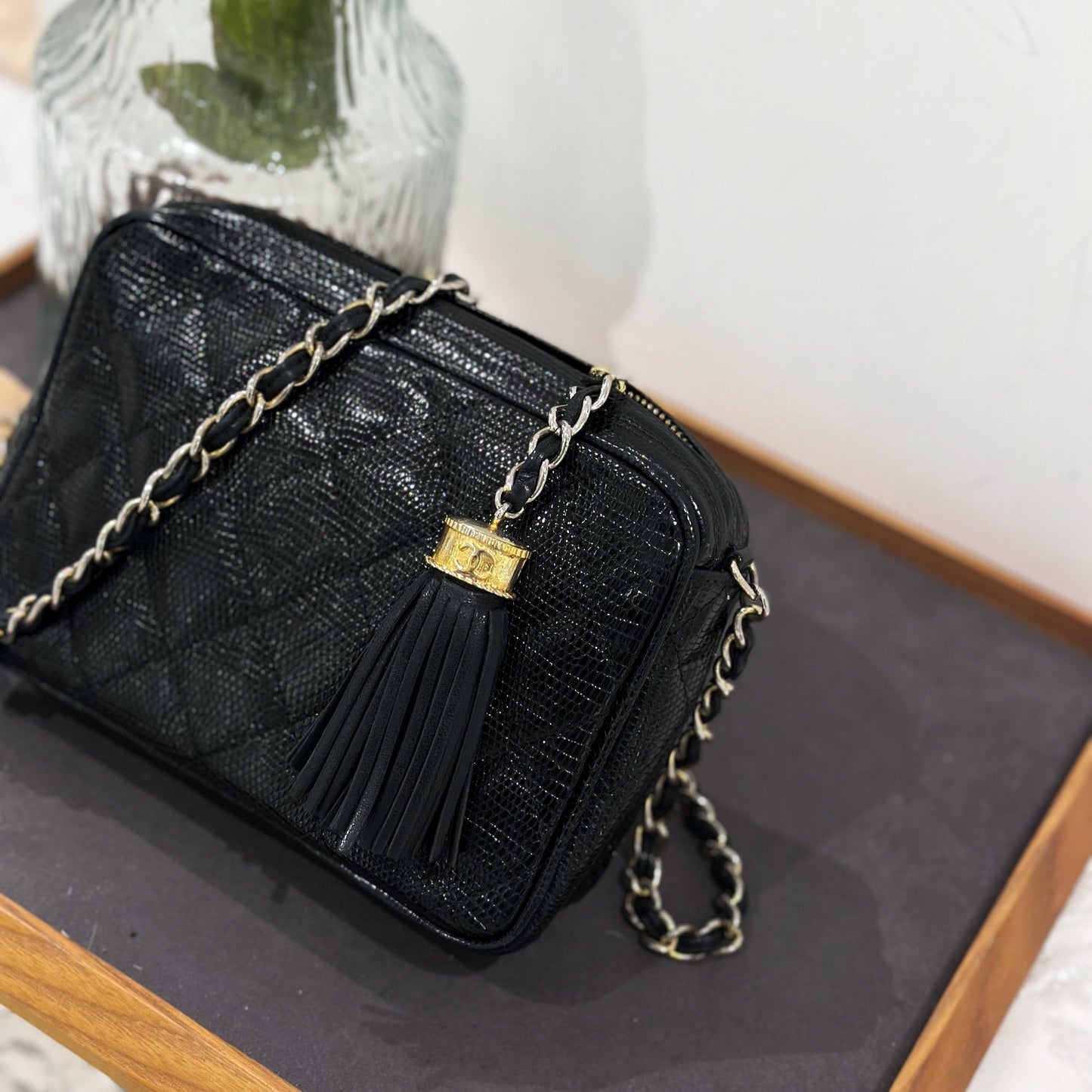 Chanel vintage lizard skin camera bag