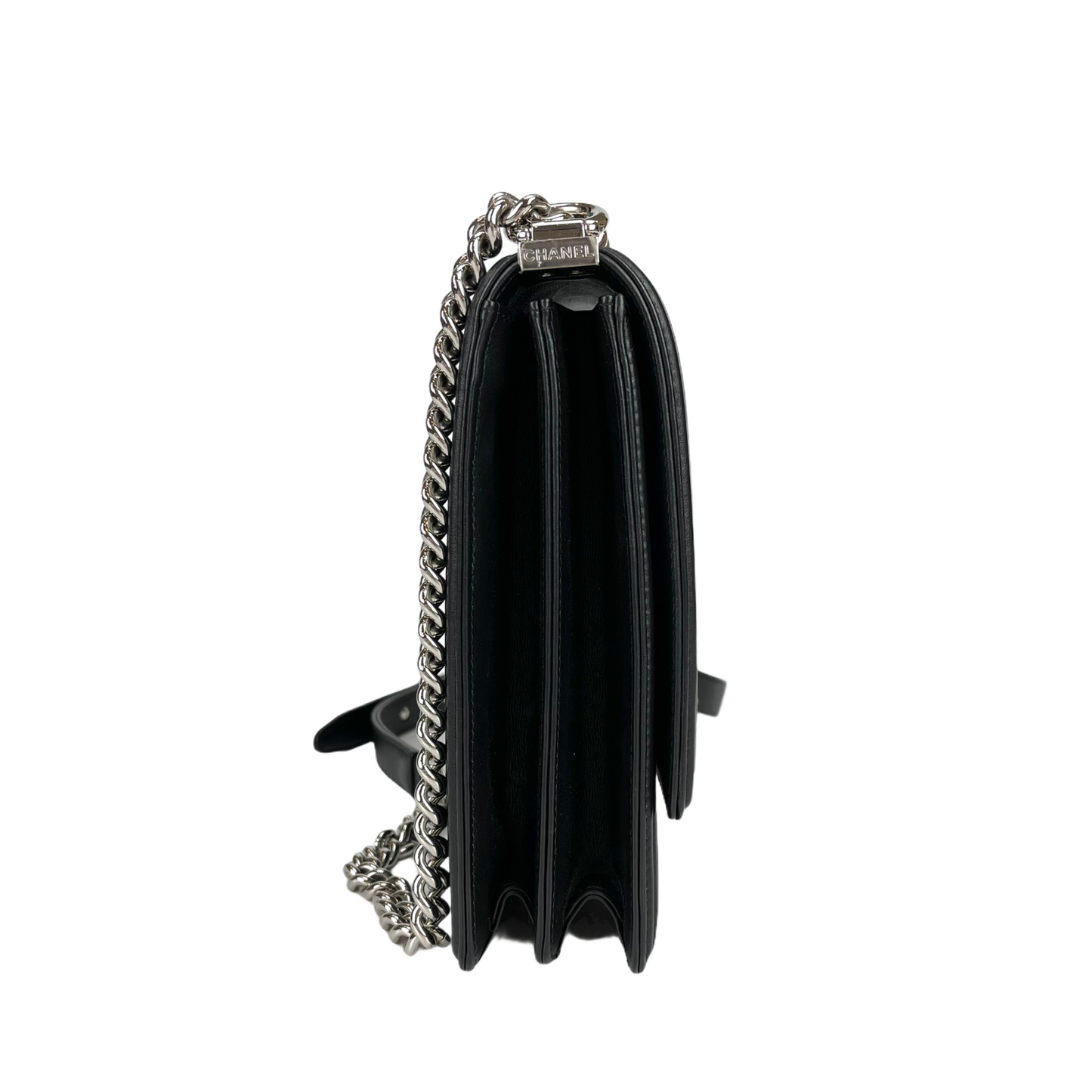 Vertical North South Boy Flap Bag in Black SHW