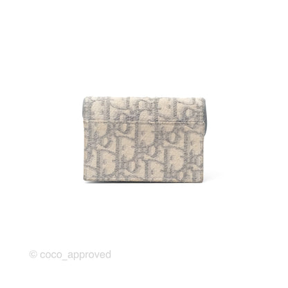 Christian Dior Saddle Bloom Card Holder Gray Dior Oblique Jacquard
