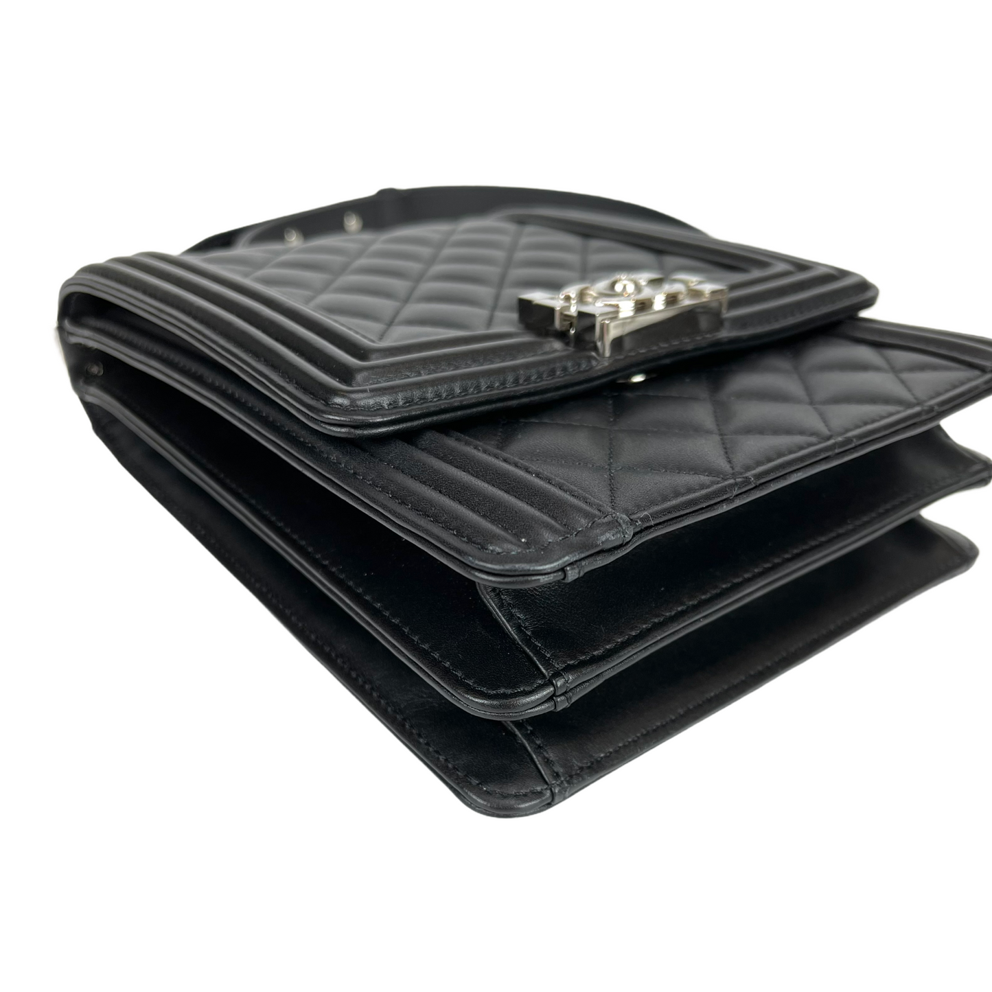 Vertical North South Boy Flap Bag in Black SHW